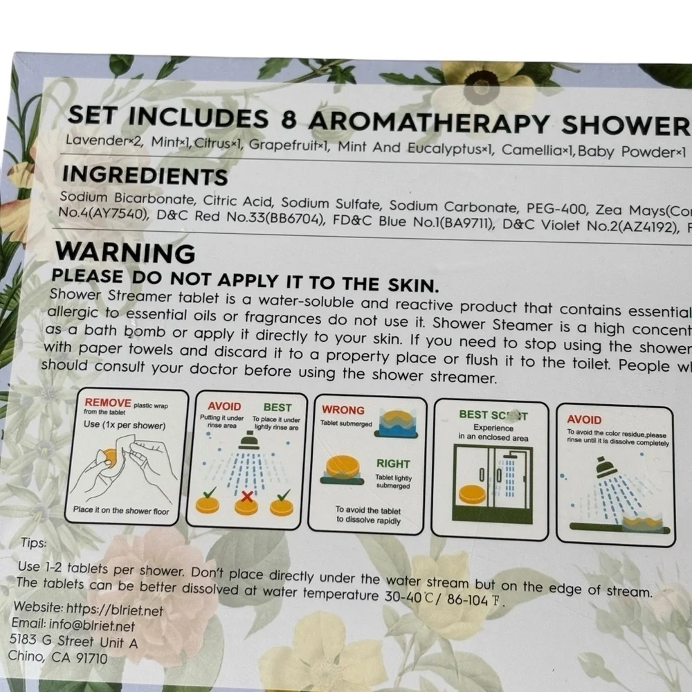 Blriet Shower Steamer 1.05 oz 8 Shower Steamers NEW Sealed Aromatherapy Spa